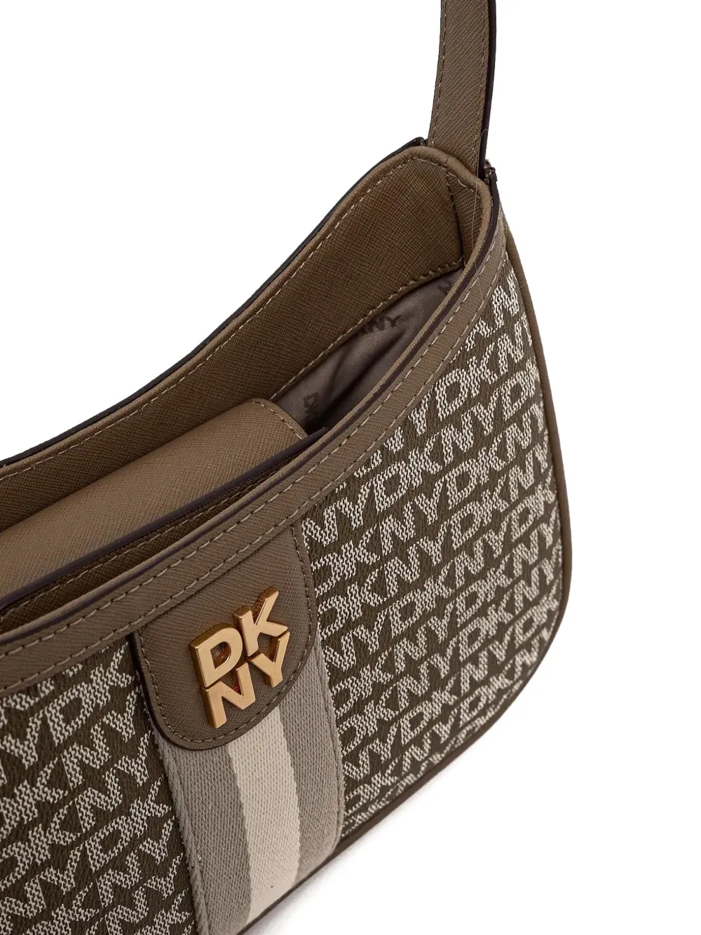 DKNY Canvas schoudertas met monogram Beige
