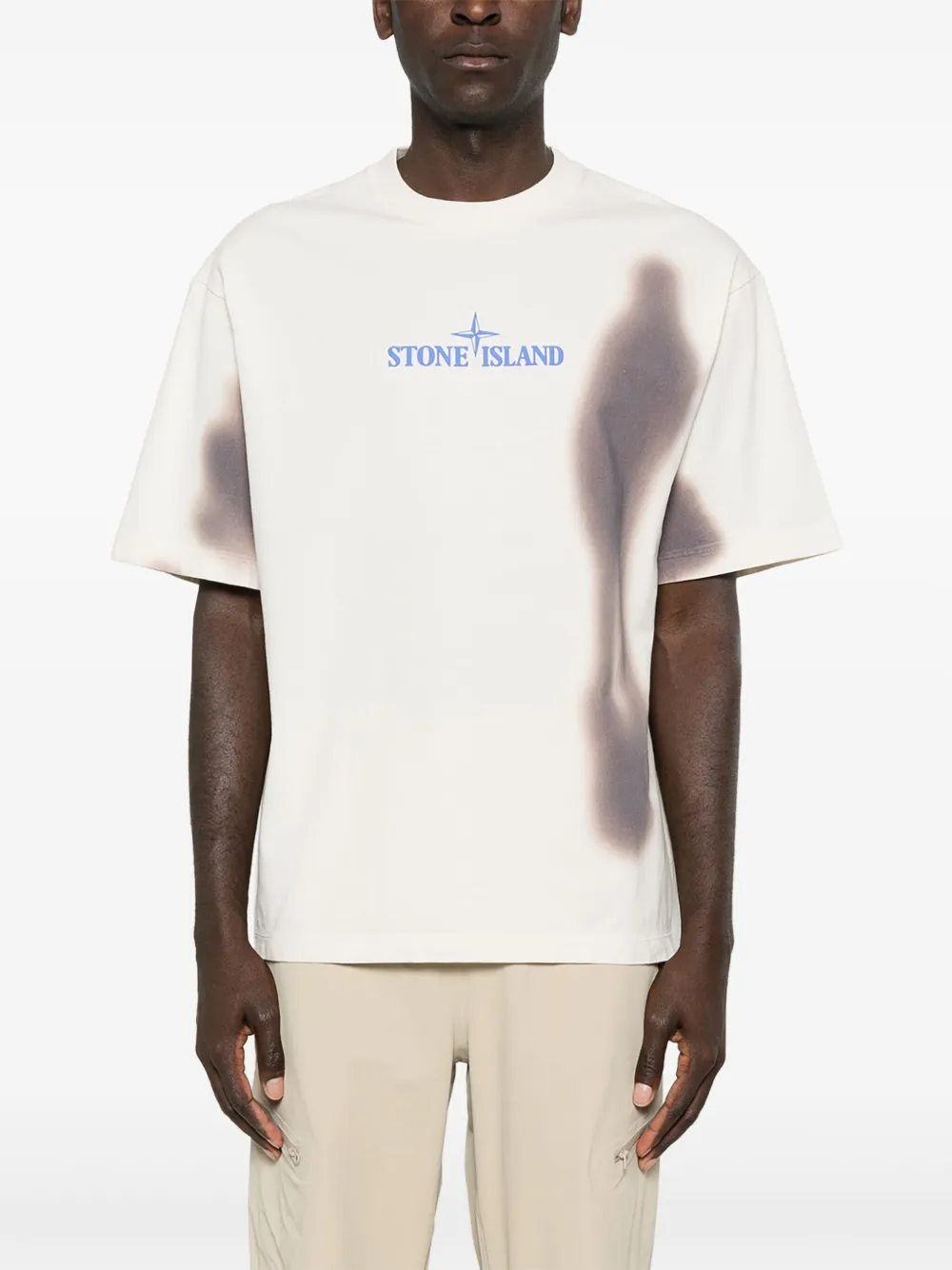 Stone Island T-shirt met Blurry One-print Beige