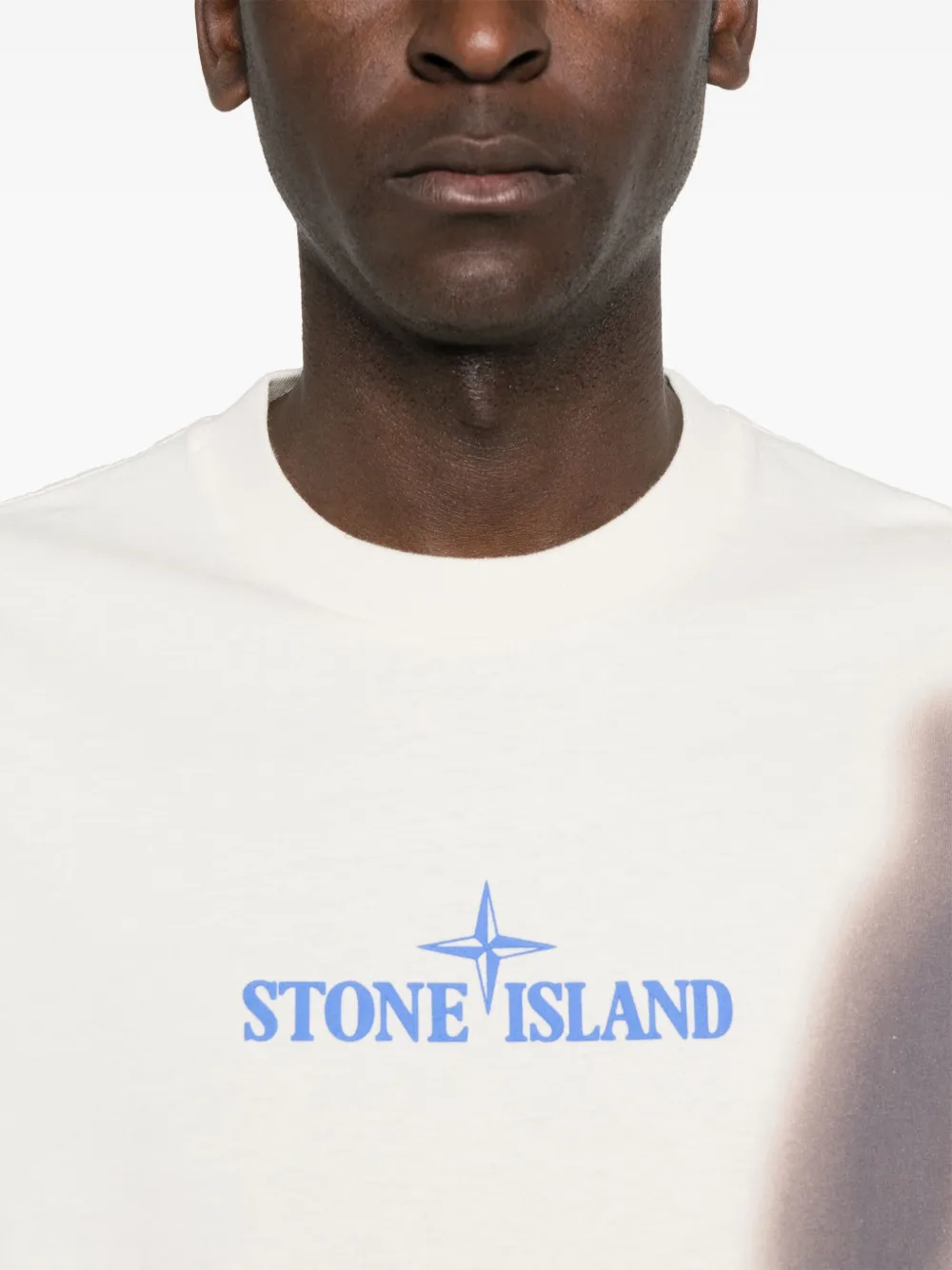 Stone Island T-shirt met Blurry One-print Beige