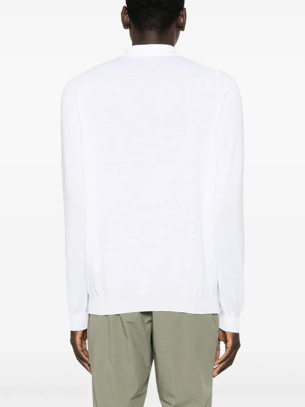 Add fine-knitted polo shirt - Wit