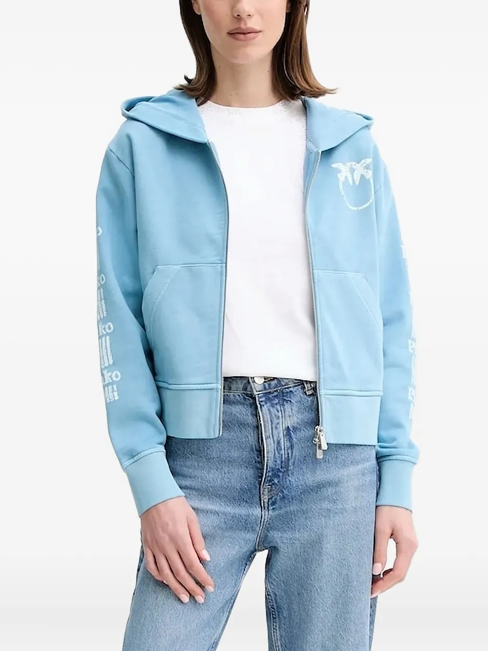 PINKO logo-print zip-up hoodie | Blue | Image 1