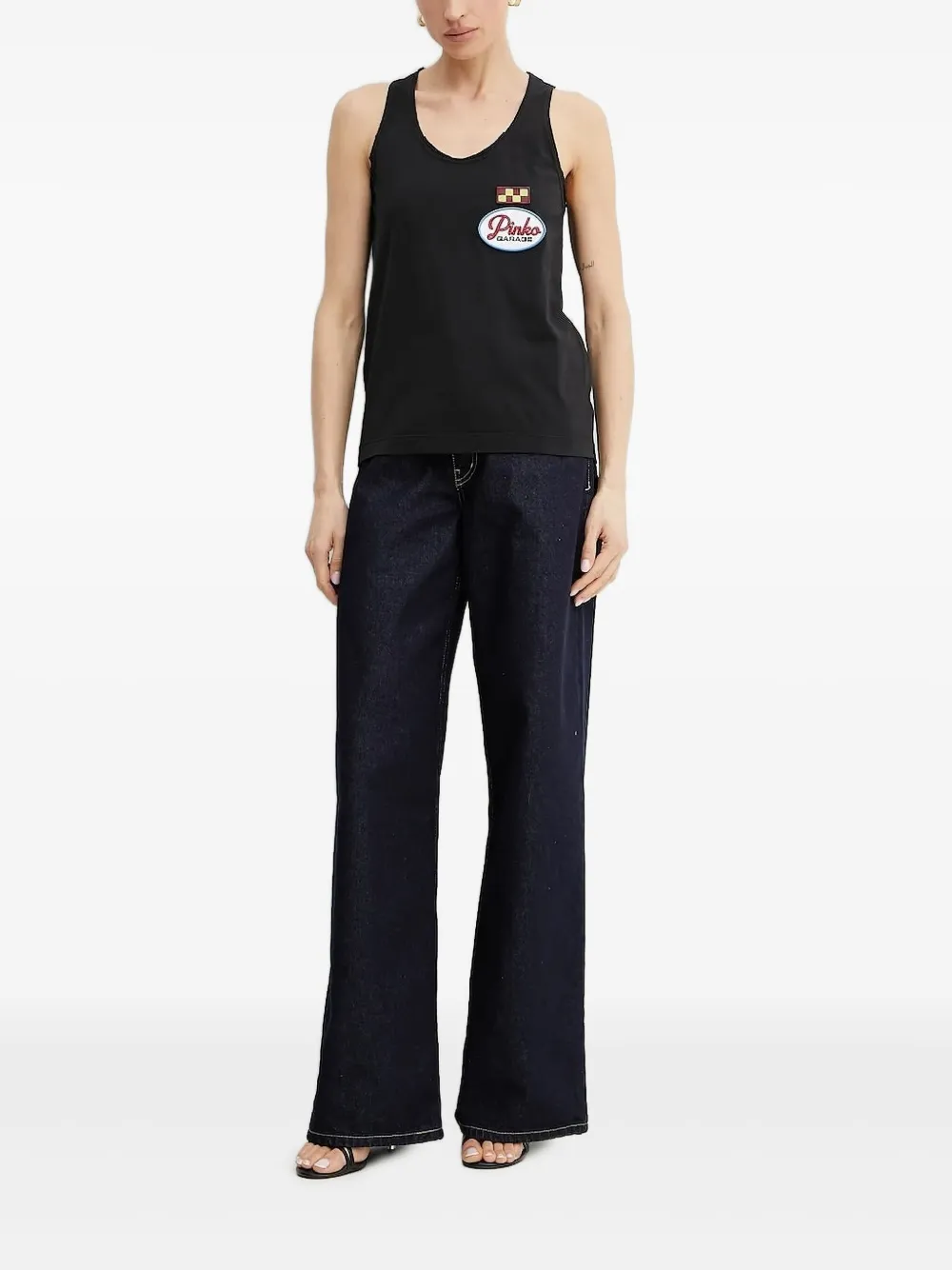 PINKO logo-patch tank top | Black | Image 1