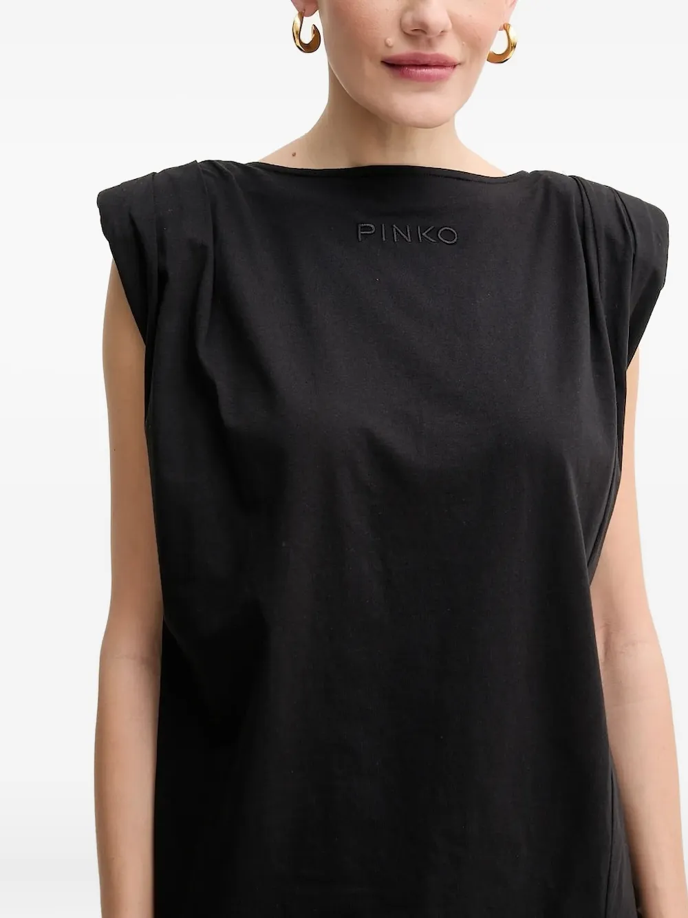 PINKO T-shirtjurk met gewatteerde schouders Zwart
