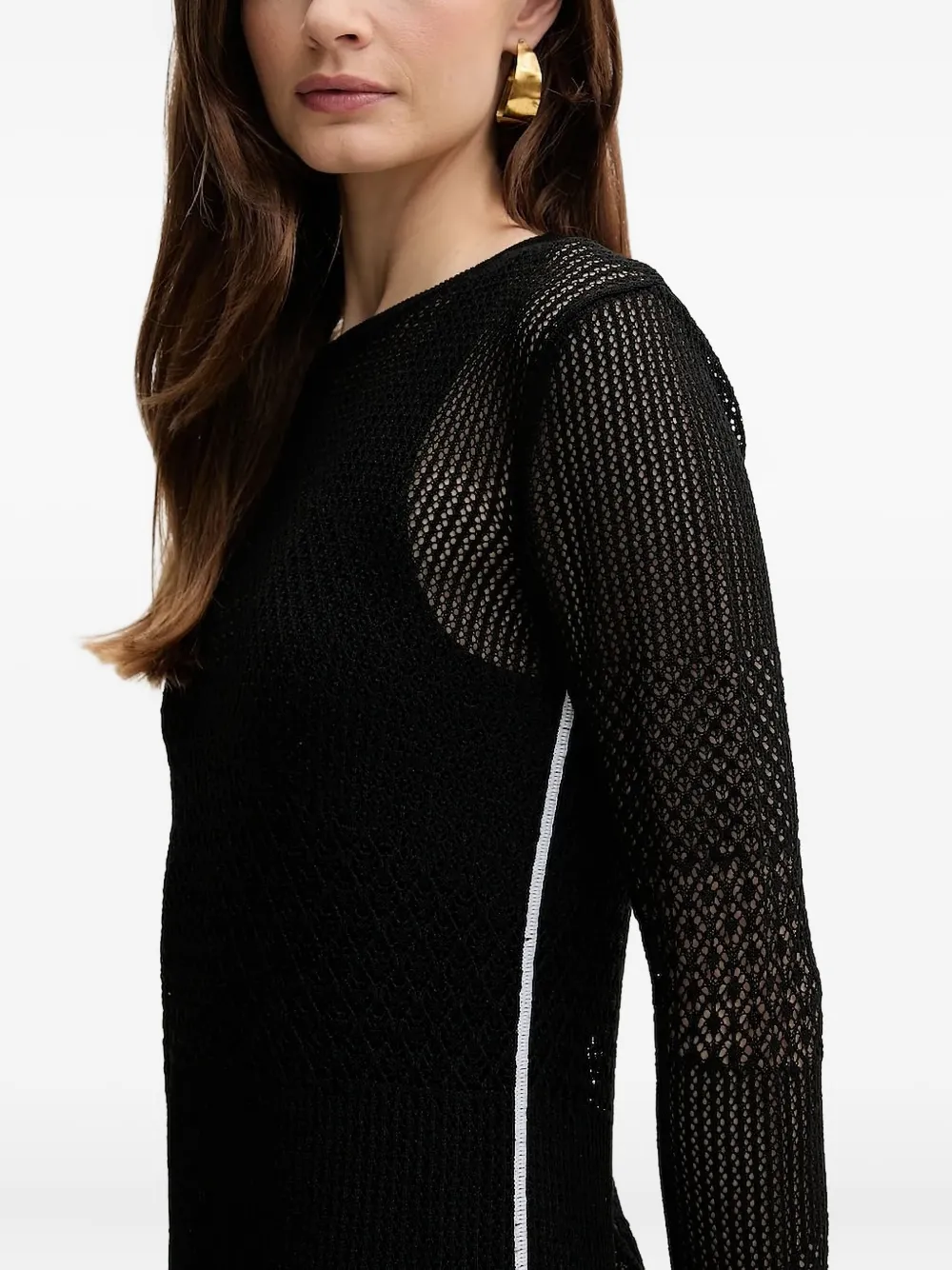  Pinko Pointelle-knit Side-stripe Mini Dress - Black 