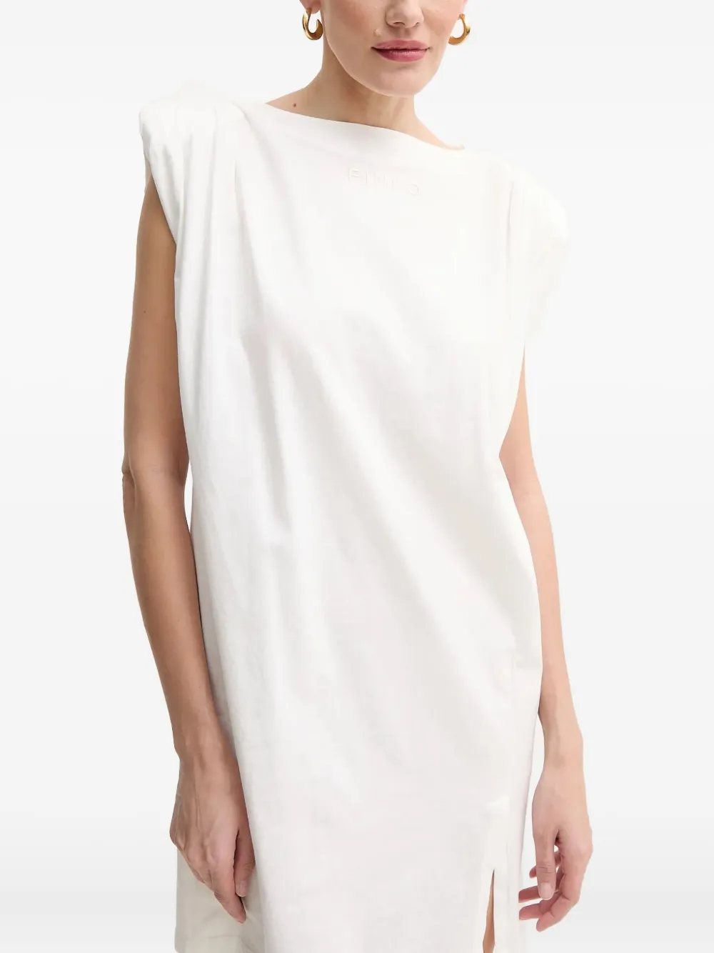 Pinko Padded-shoulder Dress In White
