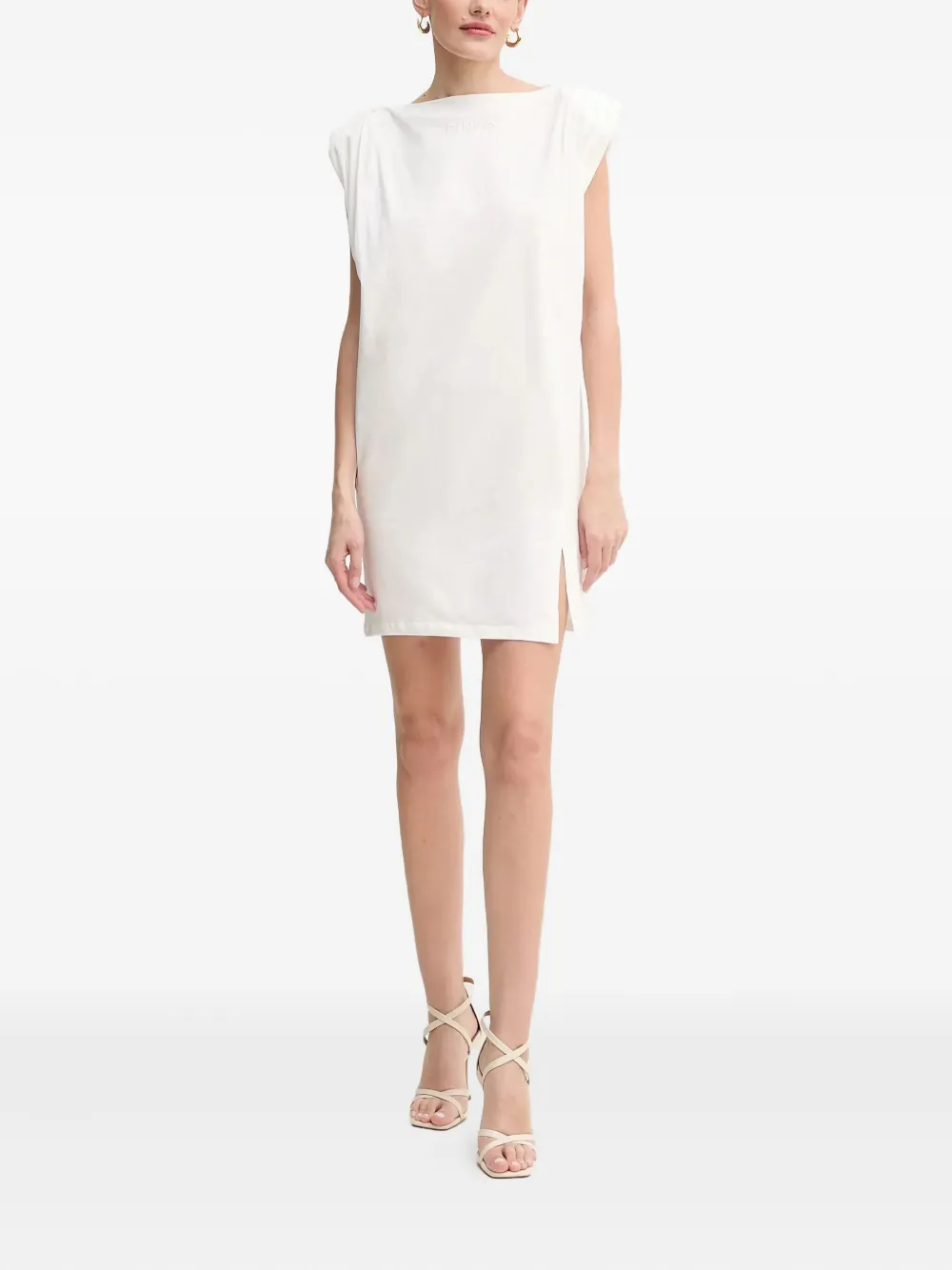 Pinko Padded-shoulder Dress In White
