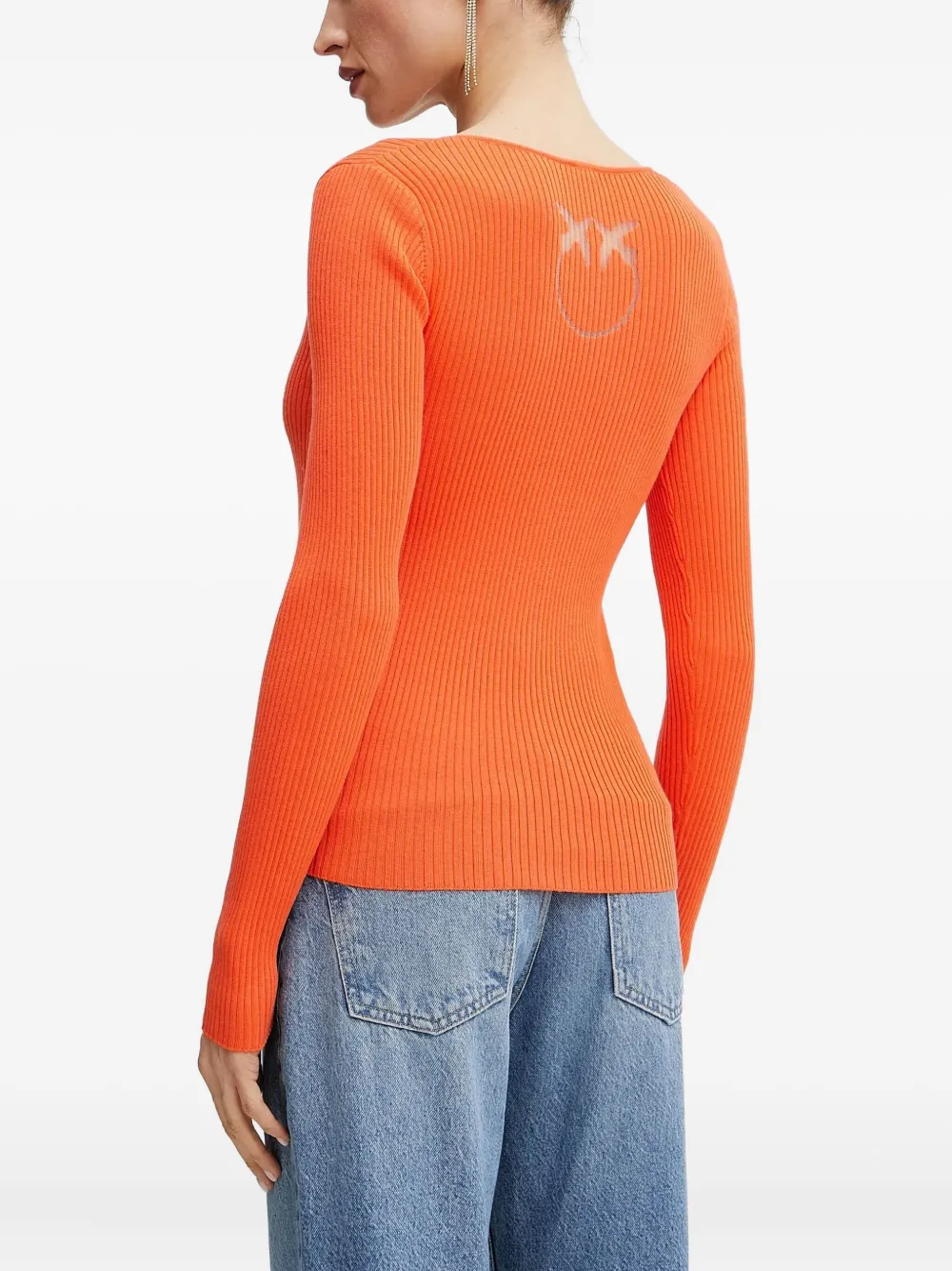 Pinko Ribbed Long-sleeved Top In Orange