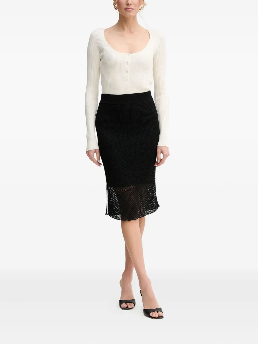 PINKO ribbed long-sleeved top Wit