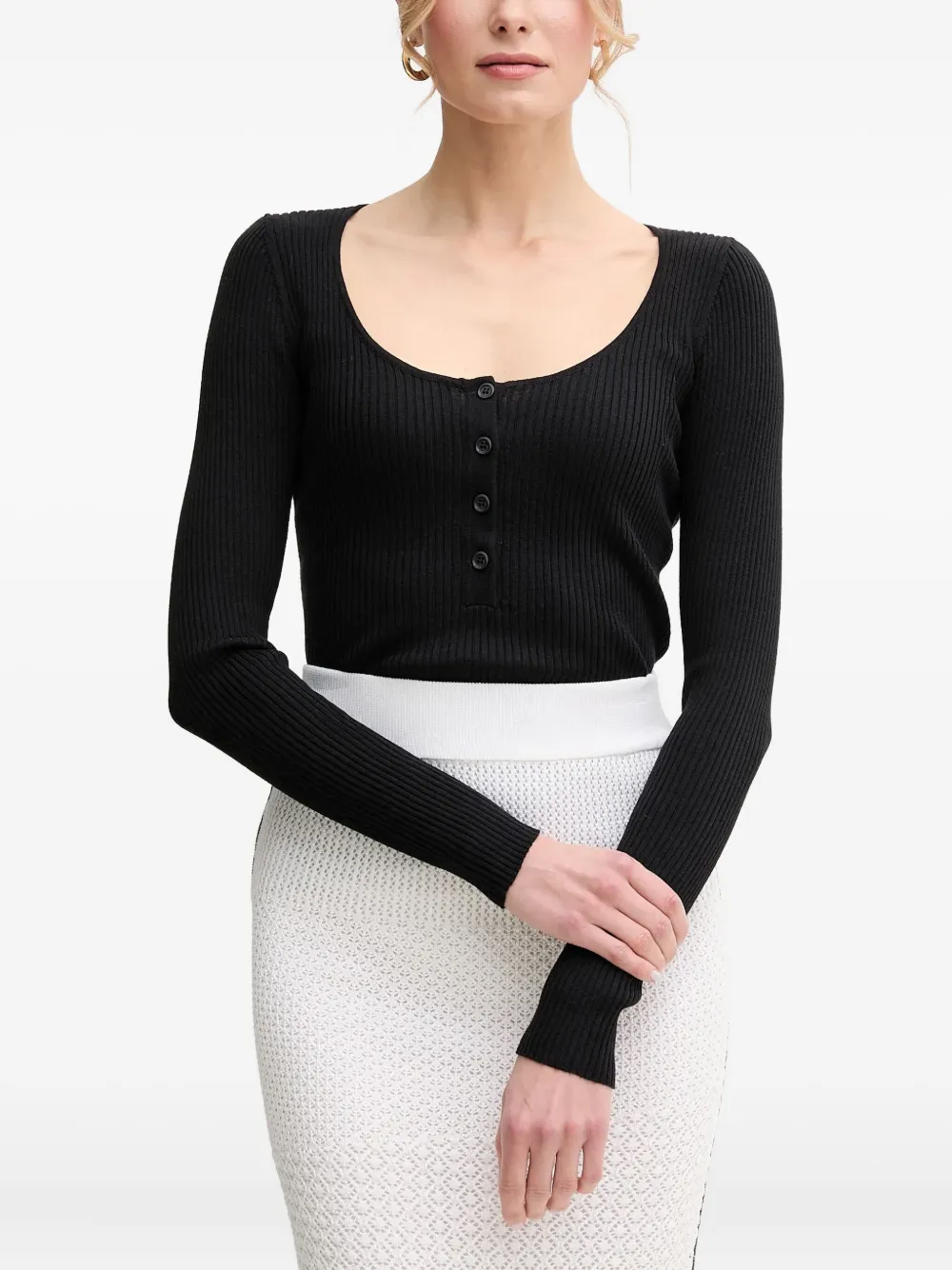 PINKO long-sleeved ribbed top - ブラック PINKO long-sleeved ribbed top - ブラック