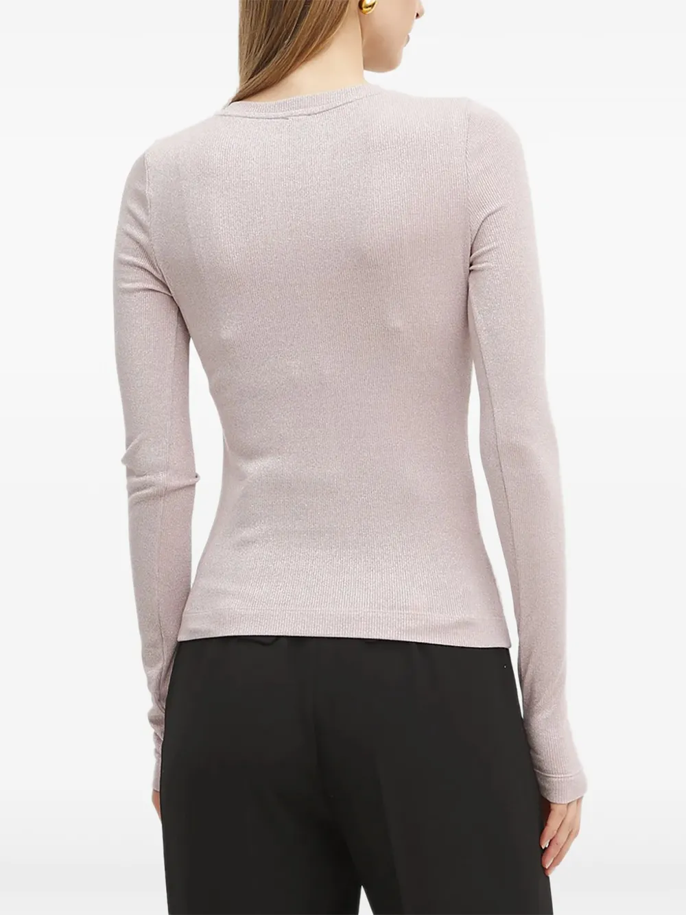 Pinko Ribbed Button Top In Pink