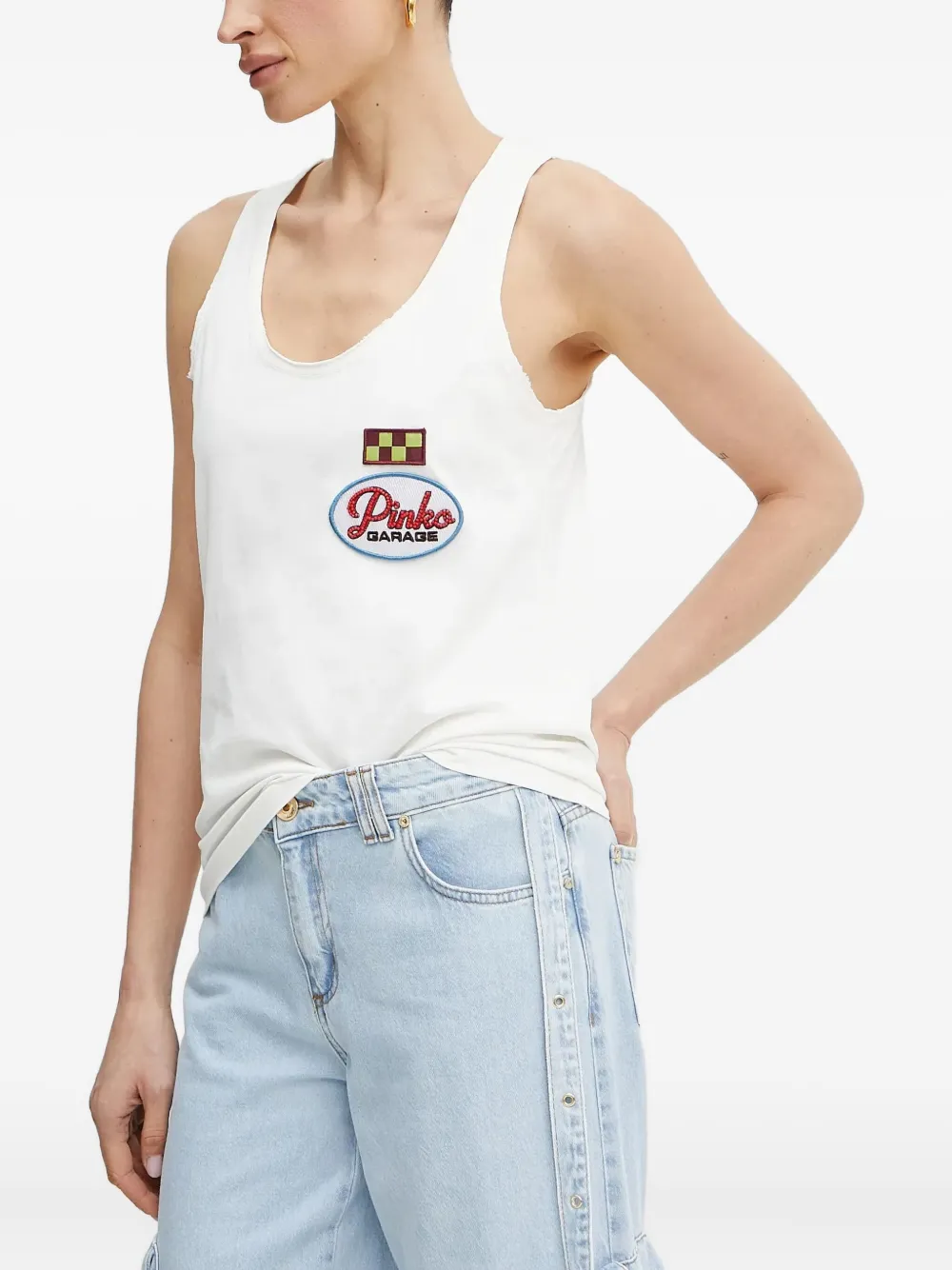 PINKO logo-appliqué tank top | White | Image 1