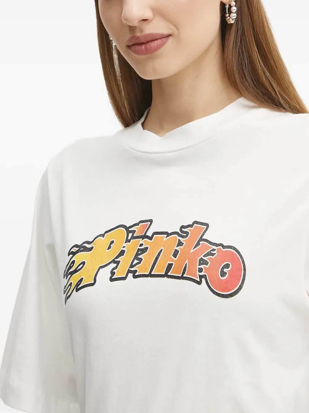 Pinko Logo-print T-shirt In White