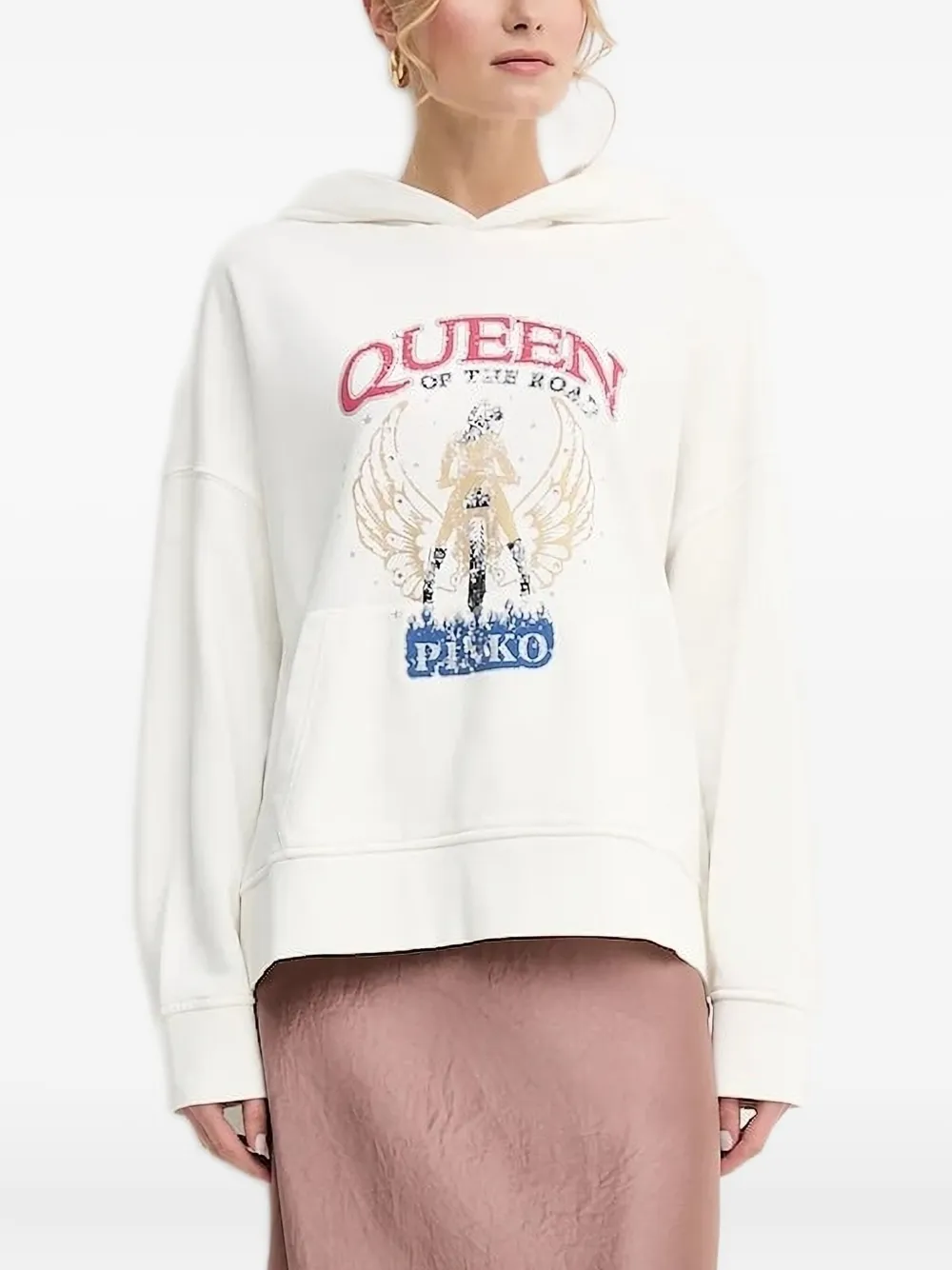 PINKO graphic-print hoodie | White | Image 1