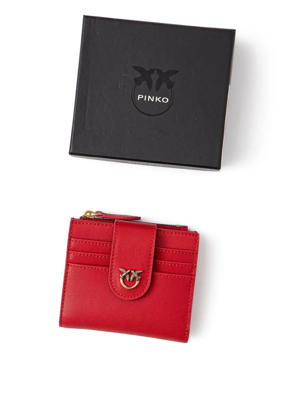 PINKO Leren pasjeshouder Rood
