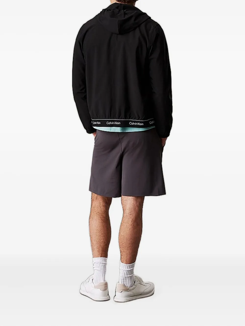 CALVIN KLEIN LOGO-TAPE WINDBREAKER JACKET 