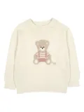 Il Gufo teddy bear-embroidered jumper - White