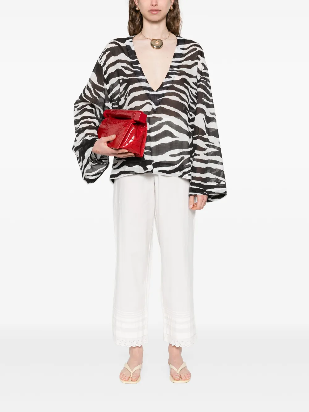 The Attico Shirt met zebraprint - Wit