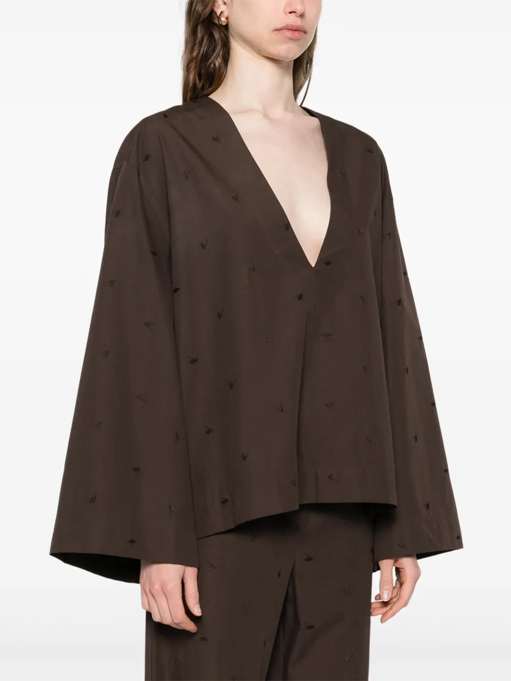 The Attico Blouse met V-hals Bruin