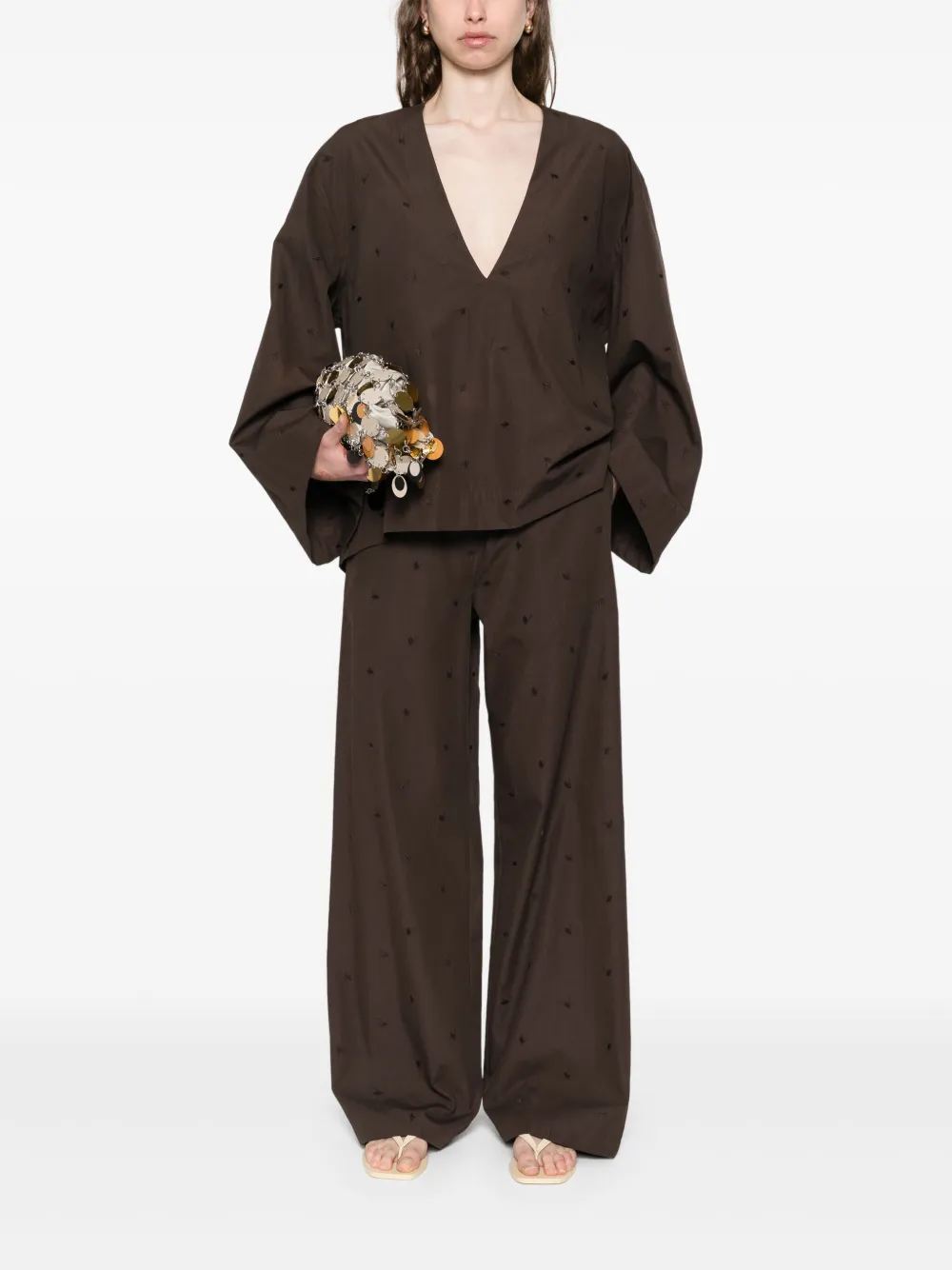 The Attico Blouse met V-hals - Bruin