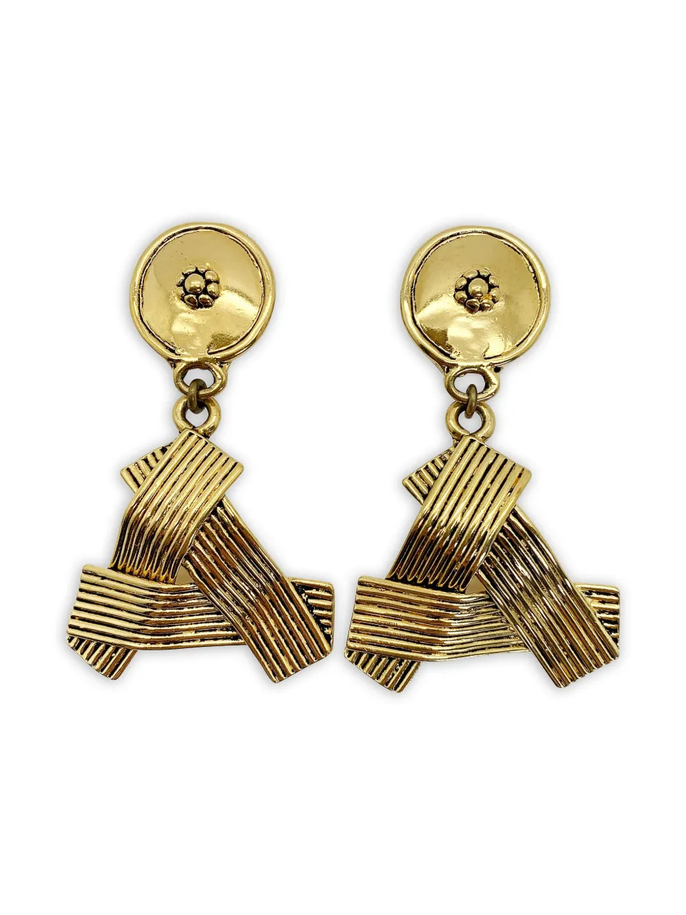 Jennifer Gibson Jewellery 1980s ribbon motif earrings | Gold | Image 1