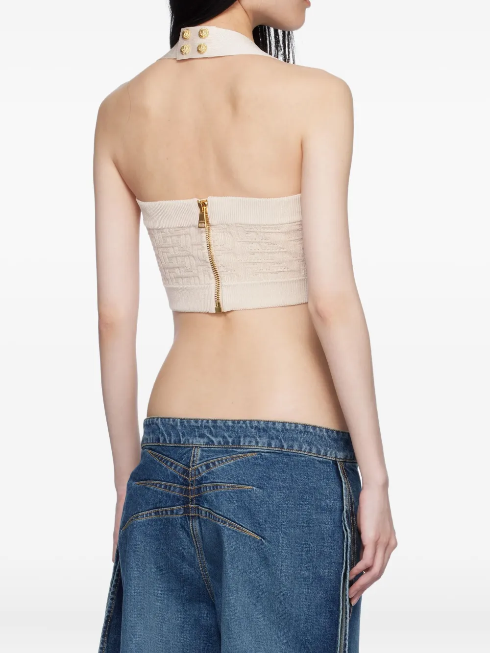 Balmain PB labyrinth-pattern top - Beige