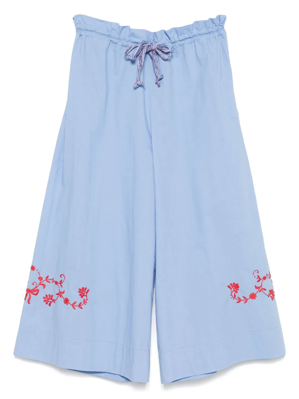 floral-embroidered trousers