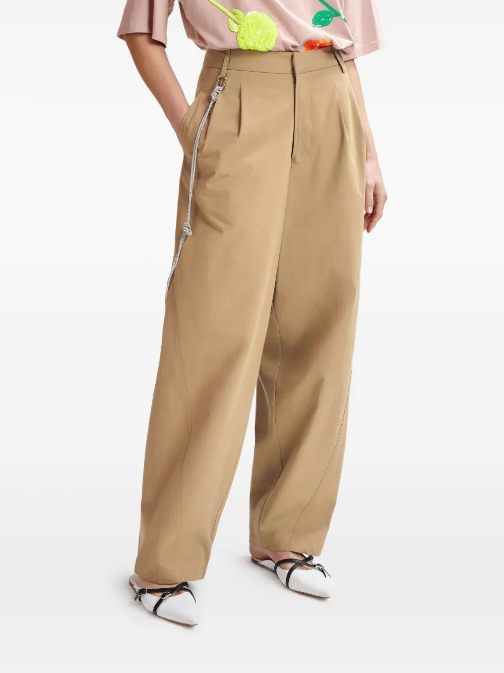 Essentiel Antwerp Hoek broek met toelopende pijpen Beige
