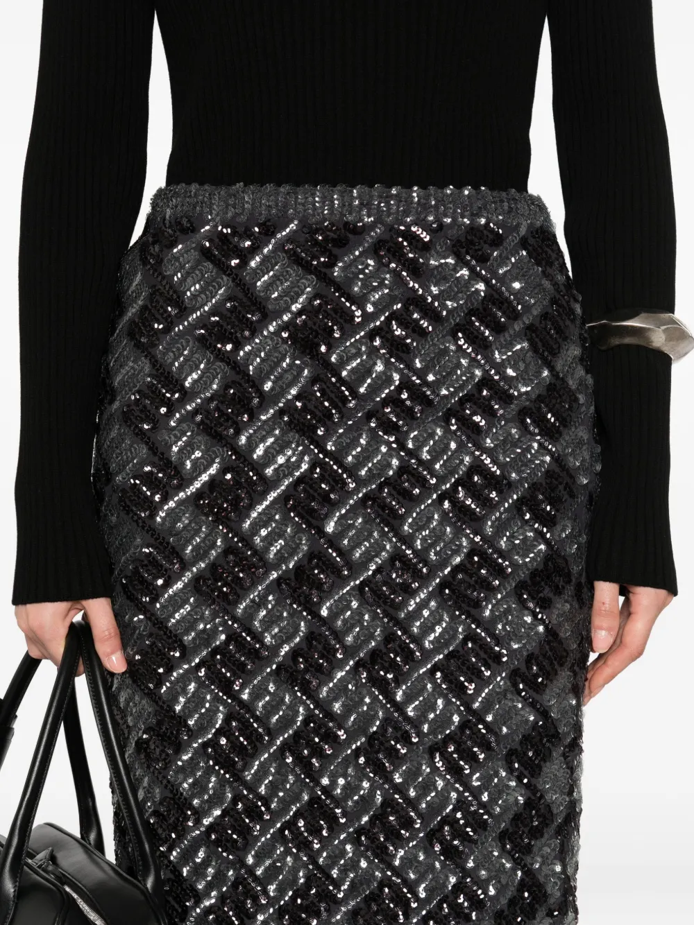 P.A.R.O.S.H. geometric-pattern sequin-embellished skirt Grijs