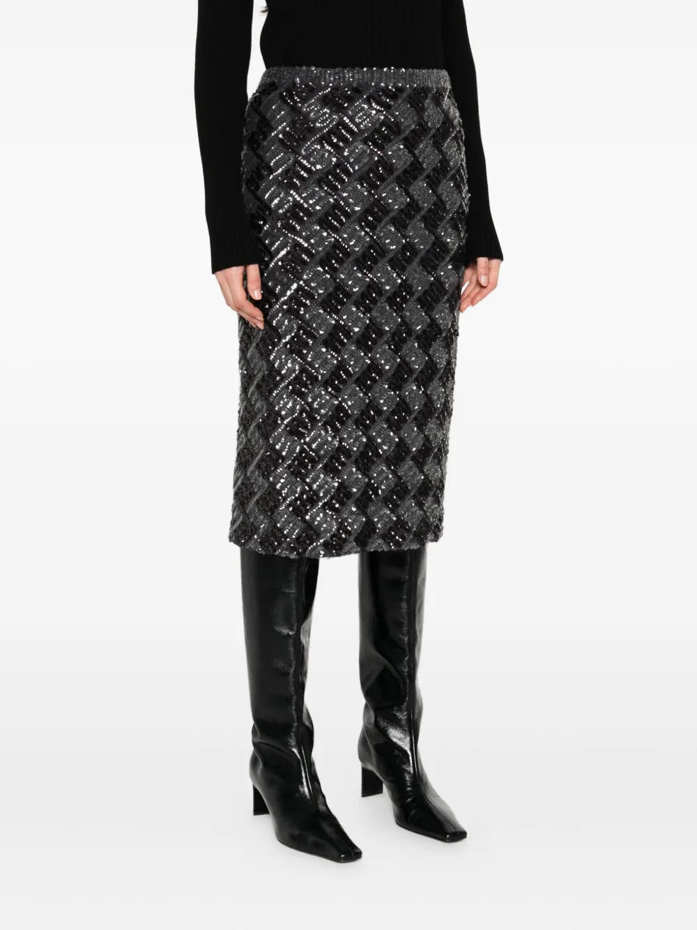 P.A.R.O.S.H. geometric-pattern sequin-embellished skirt Grijs
