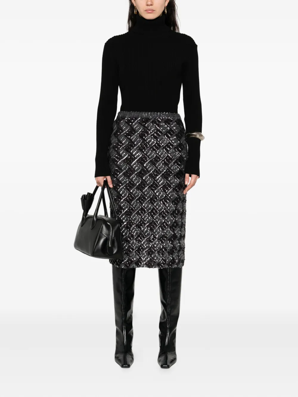 P.A.R.O.S.H. geometric-pattern sequin-embellished skirt Grijs
