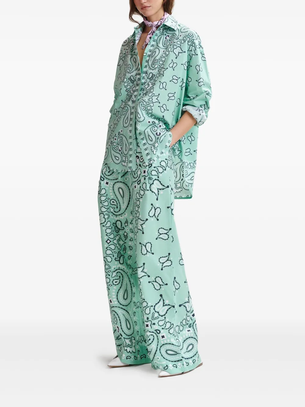 Essentiel Antwerp Hintwerpen broek met wijde pijpen Groen