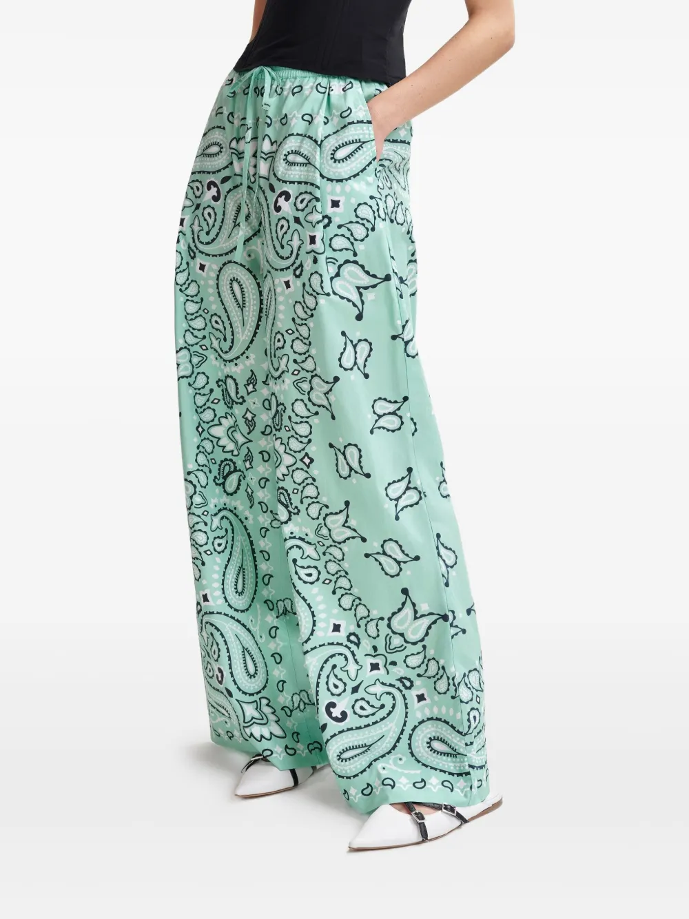 Essentiel Antwerp Hintwerpen broek met wijde pijpen Groen