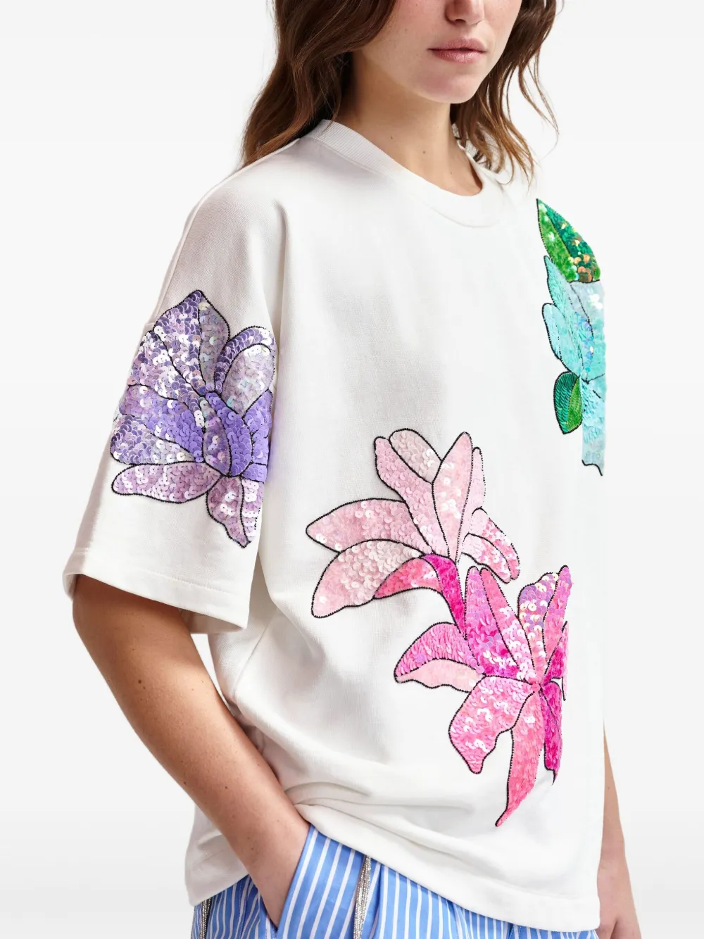 Essentiel Antwerp T-shirt met pailletten Wit