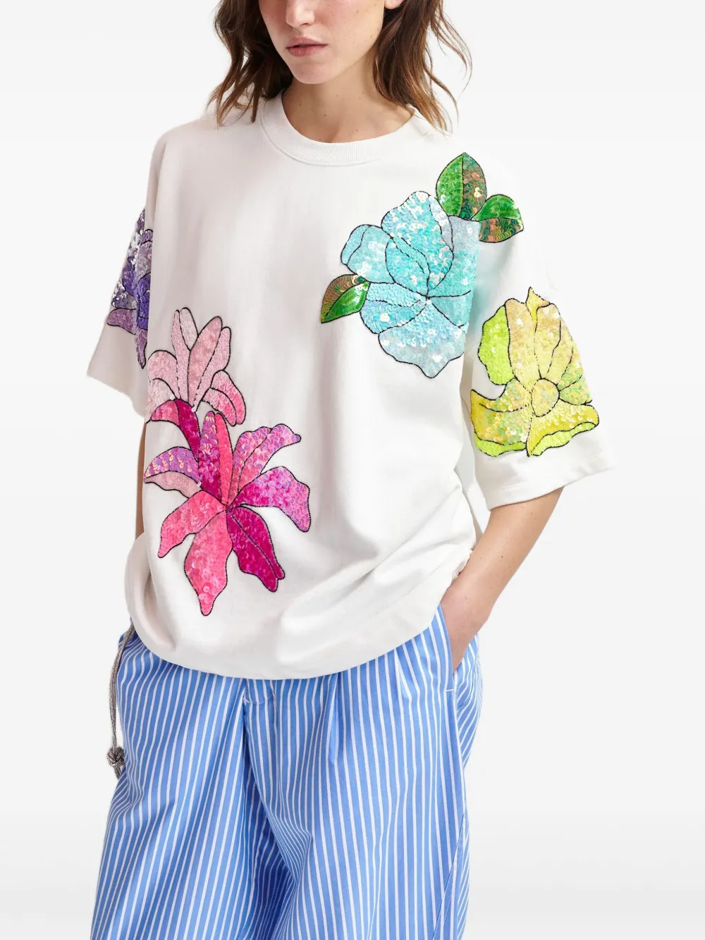 Essentiel Antwerp T-shirt met pailletten Wit
