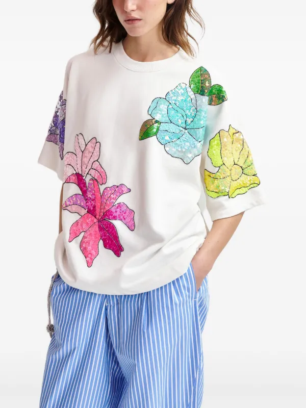 Essentiel Antwerp ★ スパンコール ディテール Tシャツ Essentiel Antwerp スパンコール Tシャツ | ホワイト | FARFETCH JP