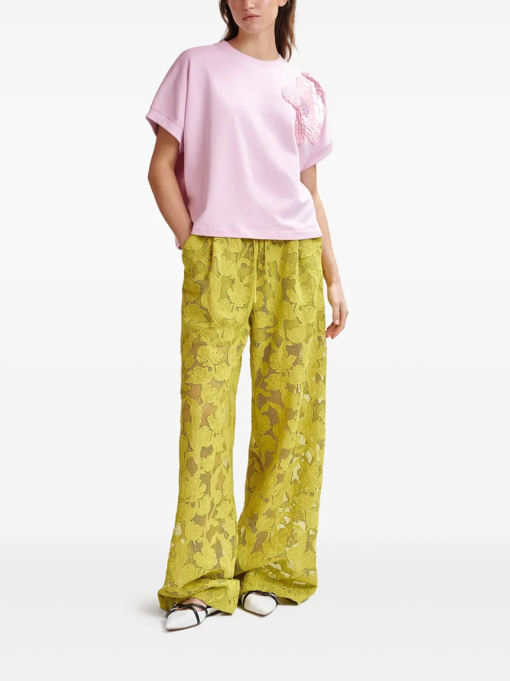 Essentiel Antwerp T-shirt met pailletten Roze