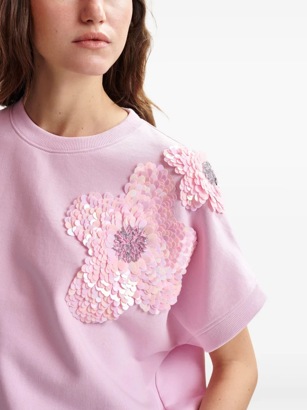 Essentiel Antwerp T-shirt met pailletten Roze