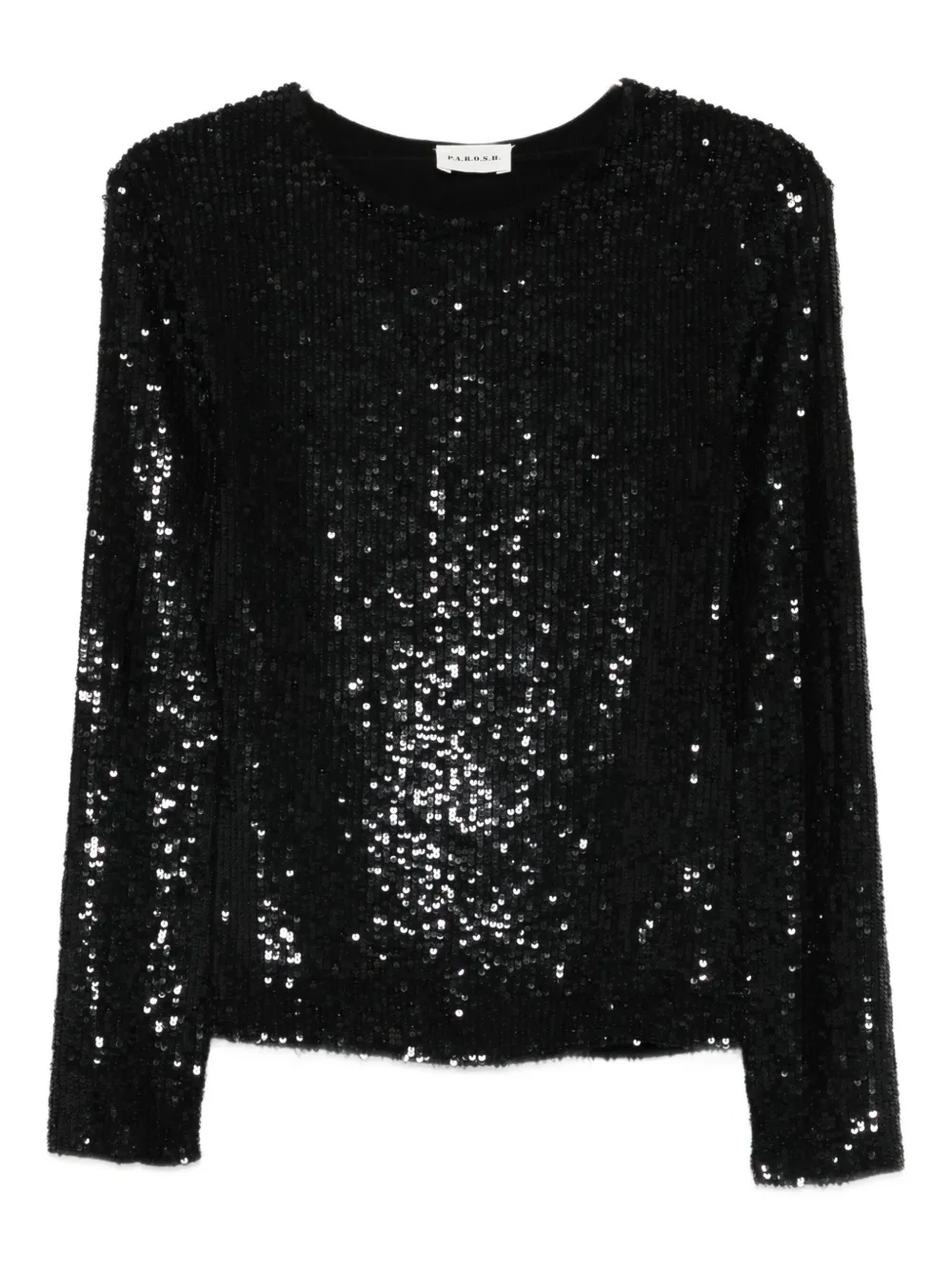 P.A.R.O.S.H. sequin long-sleeve blouse Zwart