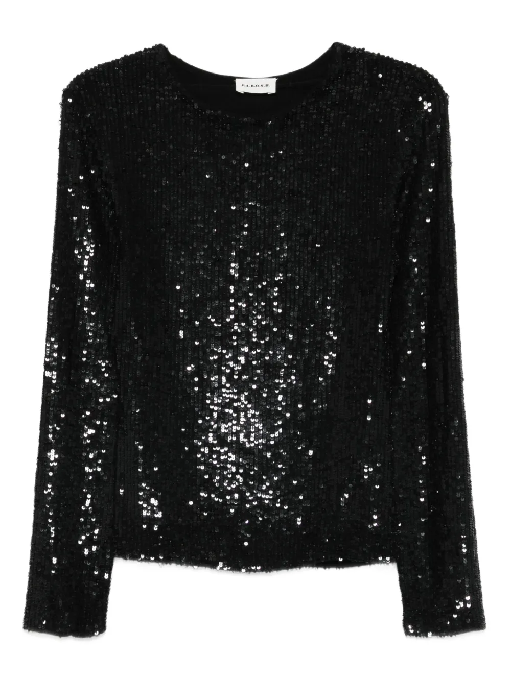 P.A.R.O.S.H. Blouse met pailletten en lange mouwen Zwart