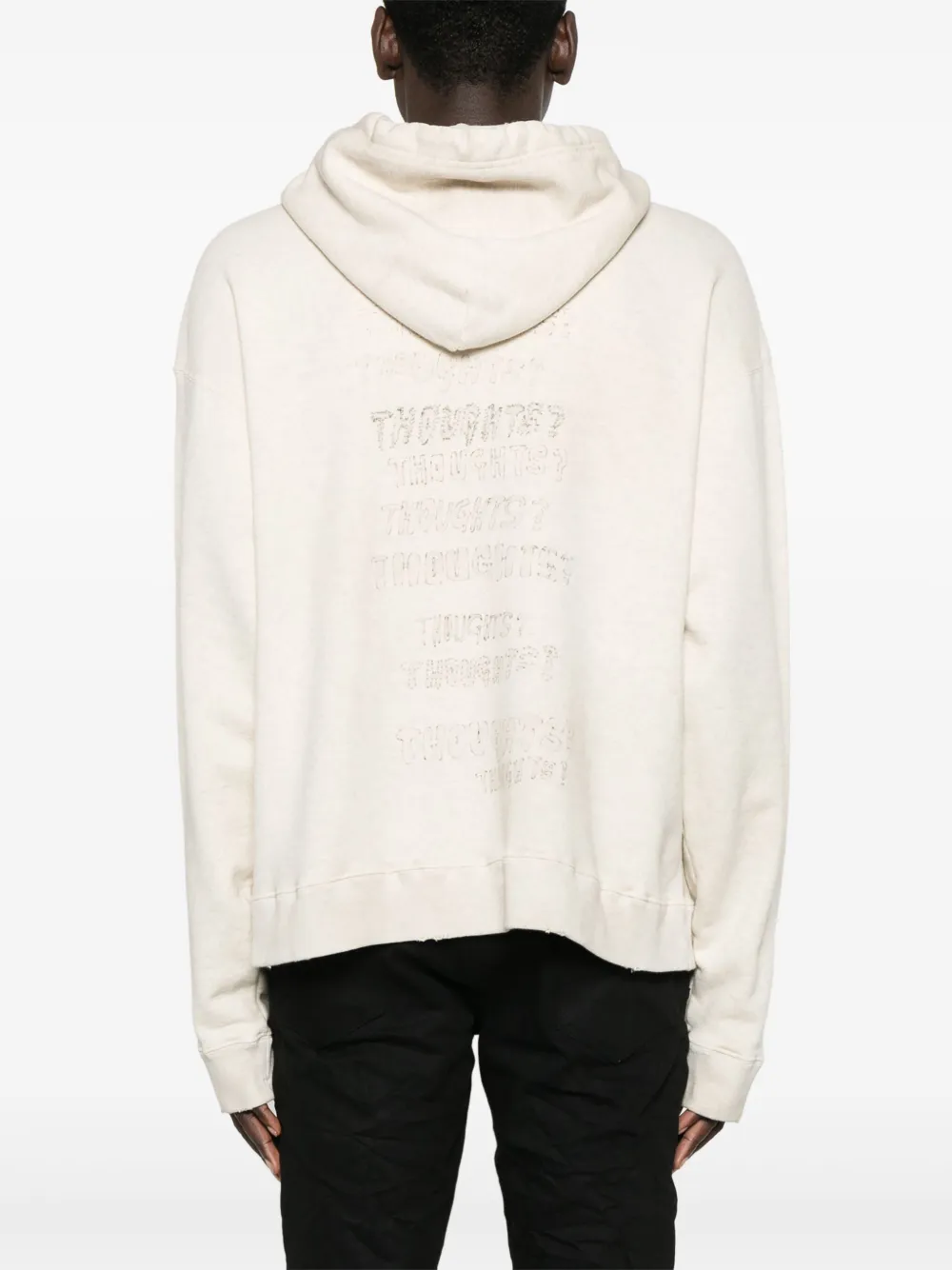 Maison MIHARA YASUHIRO Gerafelde hoodie met graffiti-print Beige