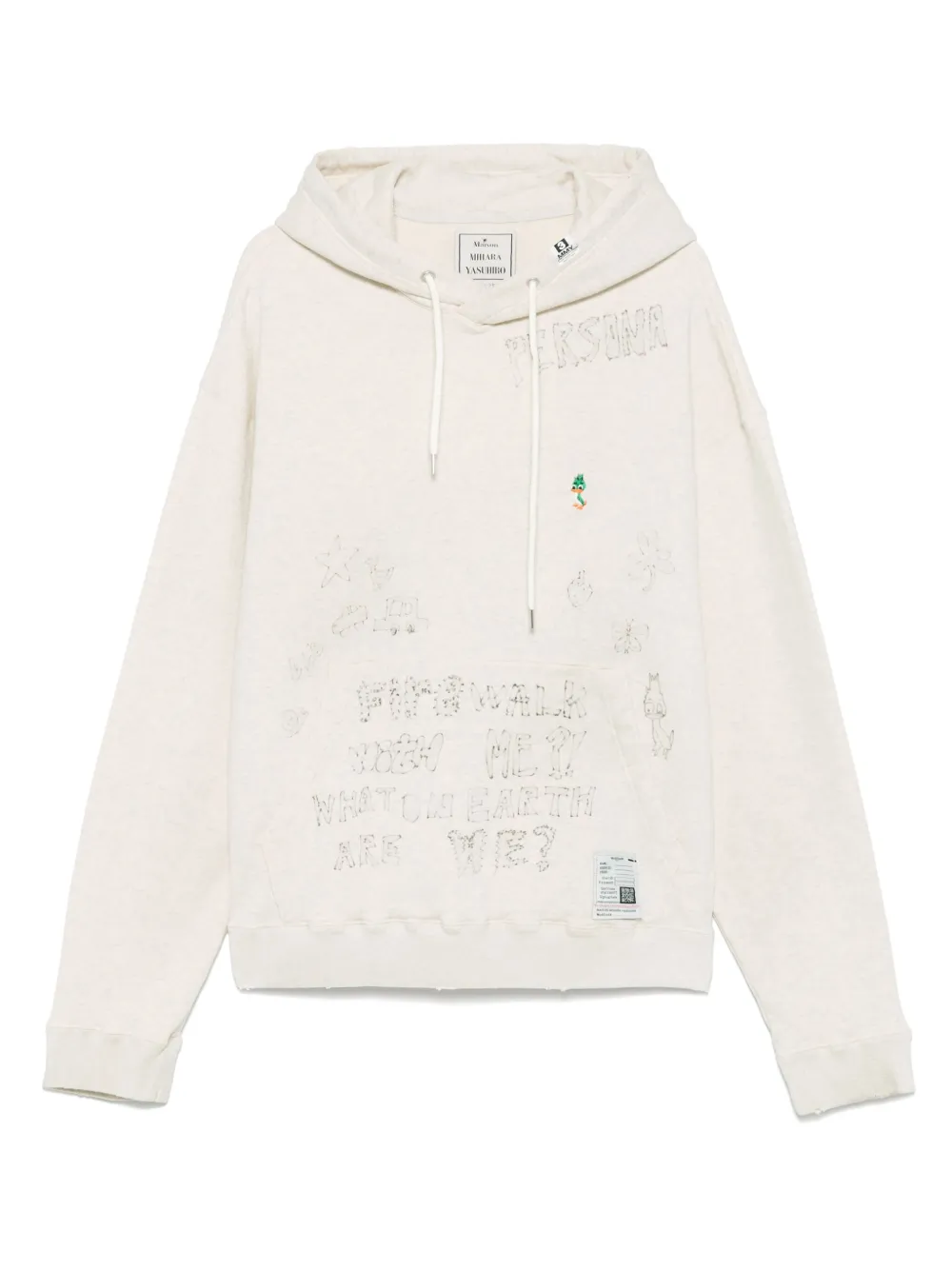 Maison MIHARA YASUHIRO distressed graffiti-print hoodie | Neutrals | Image 1