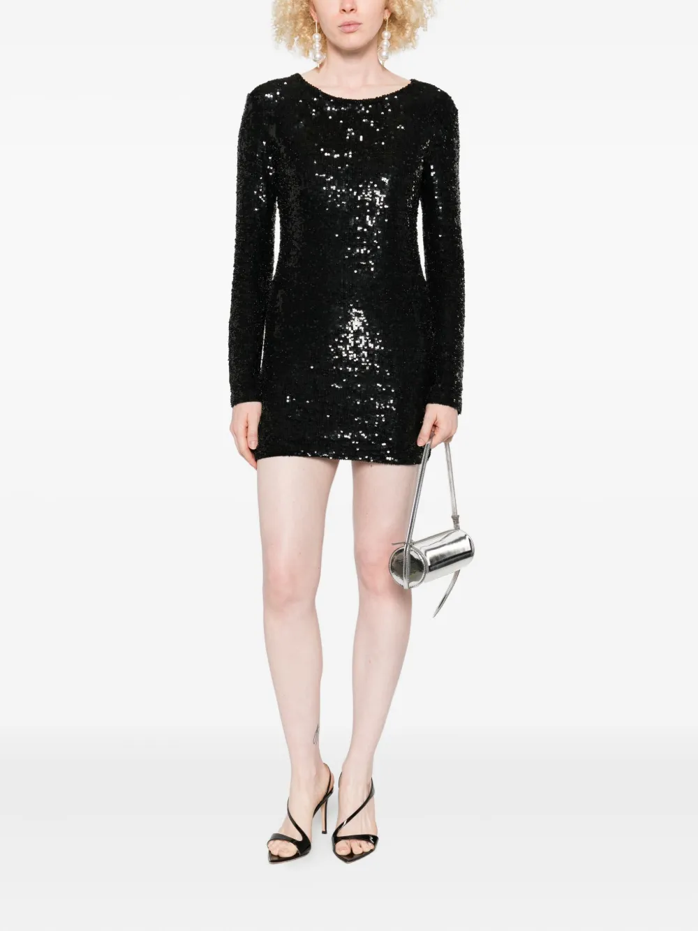 P.A.R.O.S.H. sequin long-sleeve dress Zwart