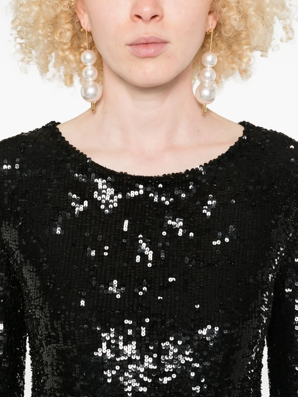 P.A.R.O.S.H. sequin long-sleeve dress Zwart