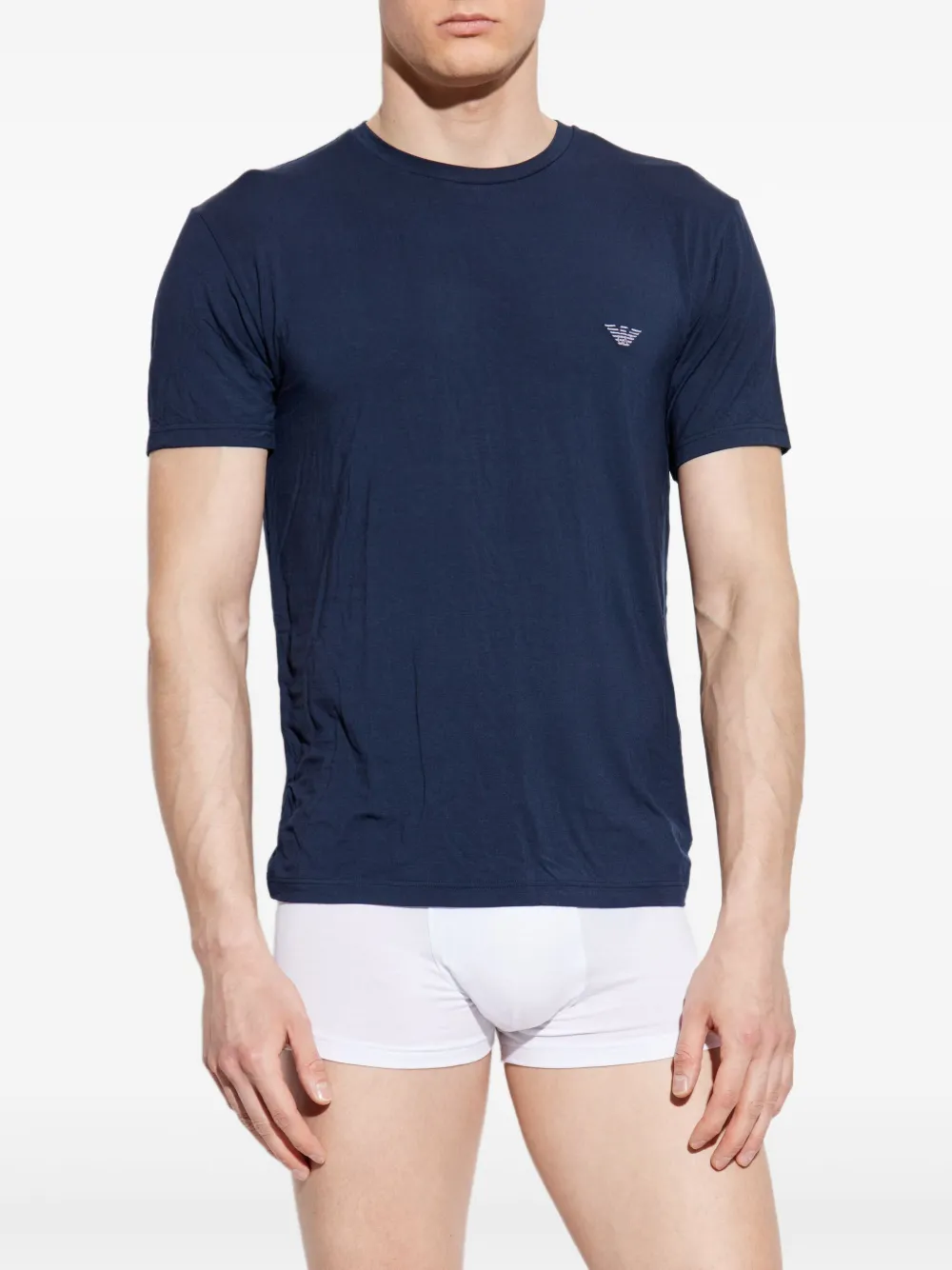 Emporio Armani T-shirt met geborduurd logo Blauw