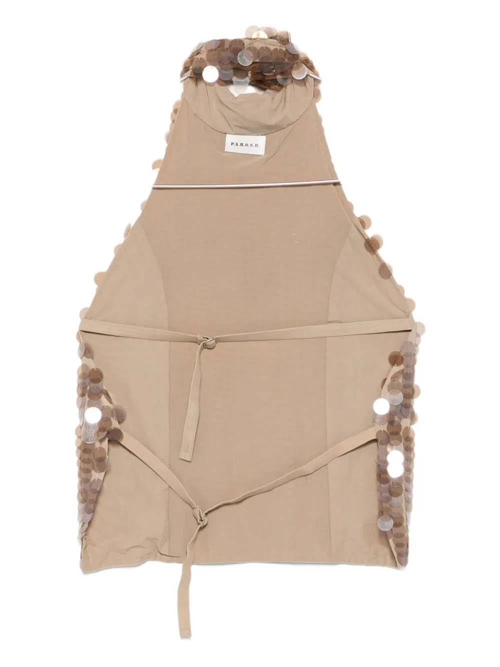 P.A.R.O.S.H. halter-neck sequin blouse Beige