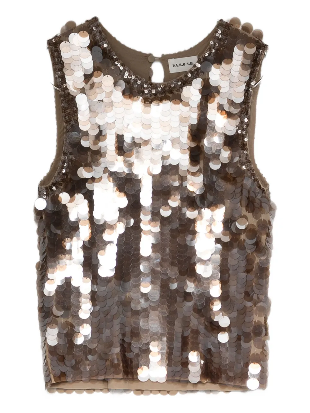 P.A.R.O.S.H. sequin-embellished sleeveless blouse Beige
