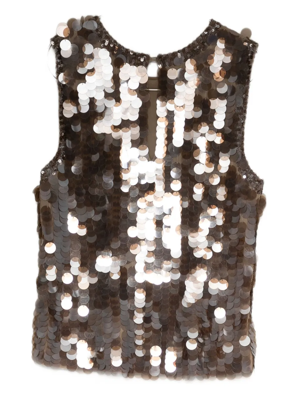 P.A.R.O.S.H. sequin-embellished sleeveless blouse Beige