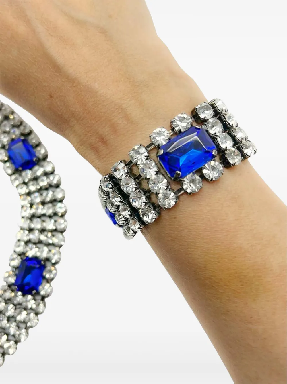 Jennifer Gibson Jewellery 1980s blue-crystal choker cuff and earrings set | Image 2