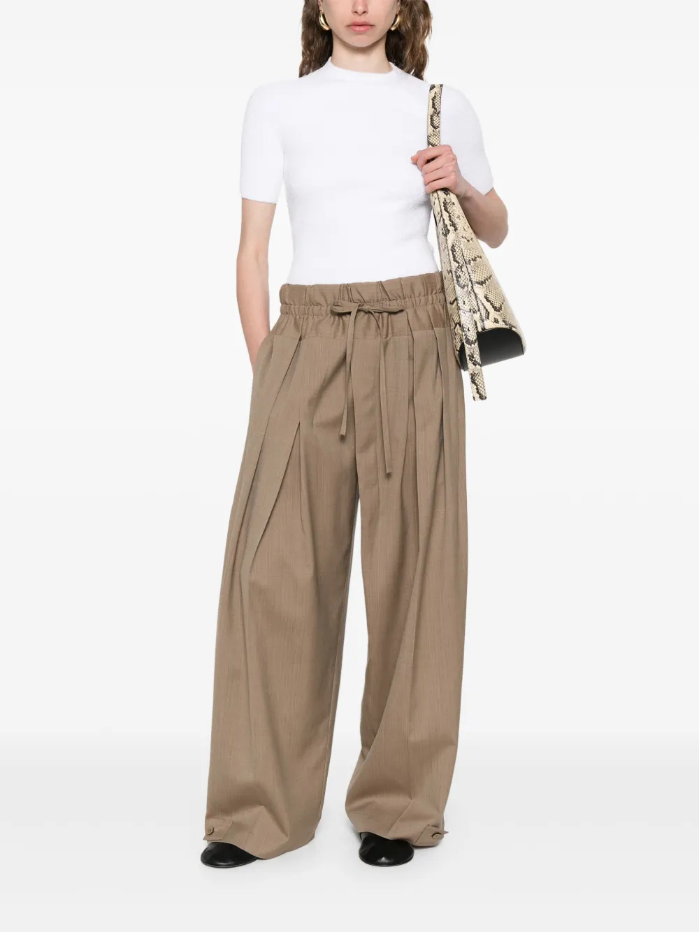 Jil Sander Wollen palazzo broek - Bruin