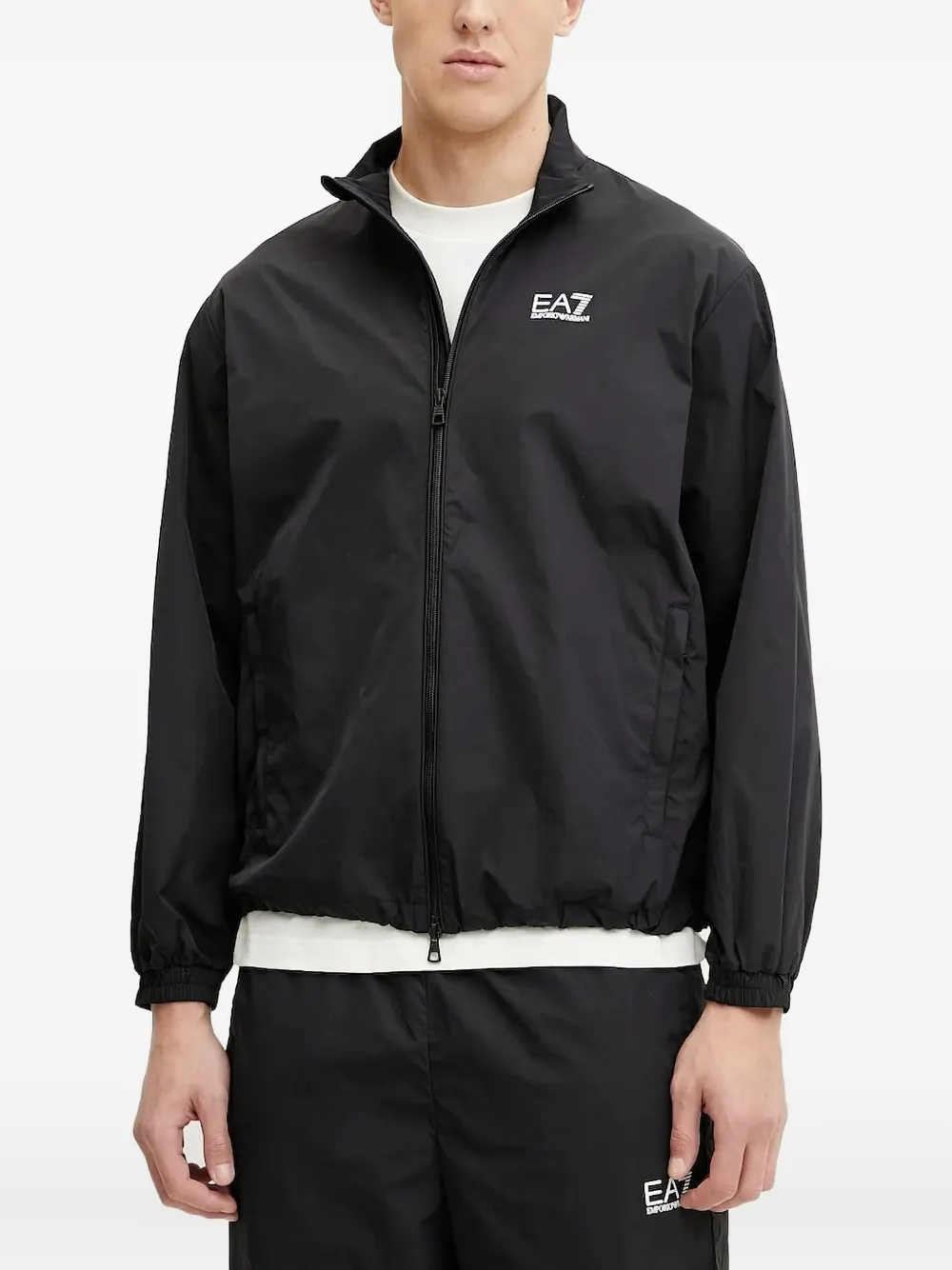 Ea7 Emporio Armani logo-print zip-up jacket Zwart